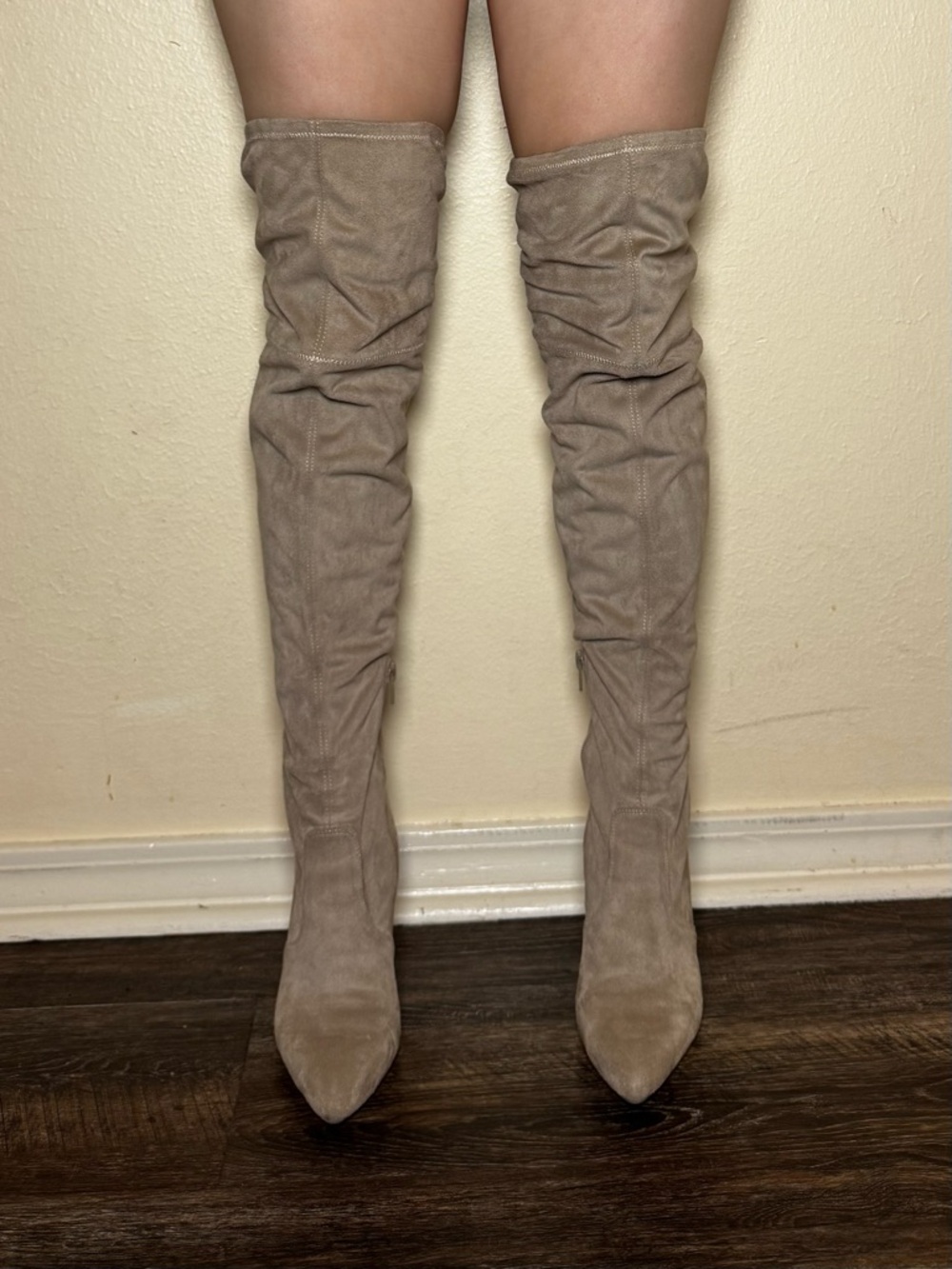 Women's Taupe Over-the-Knee Suede Boots
